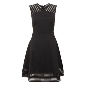 Ted Baker $315 Black Sleeveless Sheer Paneled Skater Dress ‘Eleese’ Size 1 XS